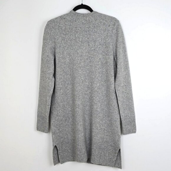 Tres Chic Women's Grey Wool Blend Open Front Long Length Cardigan Pockets Size S - Picture 2 of 14